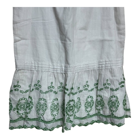 Gap Kids Girls White Striped Dress Green Embroidered Hem Sleeveless Size S - Picture 3 of 6